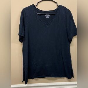 Chico's The Ultimate Tee Black Slub Knit Cotton Modal T-Shirt Top Size 2 Large